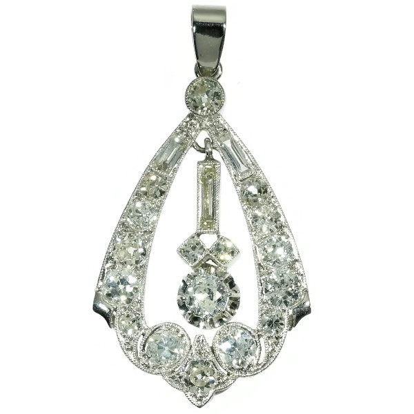 Art Deco style diamond platinum pendant from the Fifties